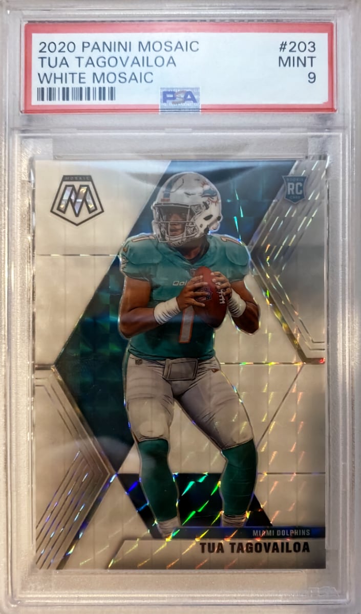 2020 Panini Mosaic Football Mosaic White Tua Tagovailoa #203 PSA 9
