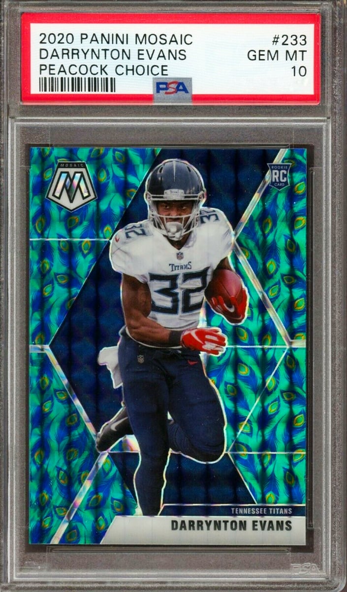 2020 Panini Mosaic Football Peacock Choice Darrynton Evans #233 PSA 10