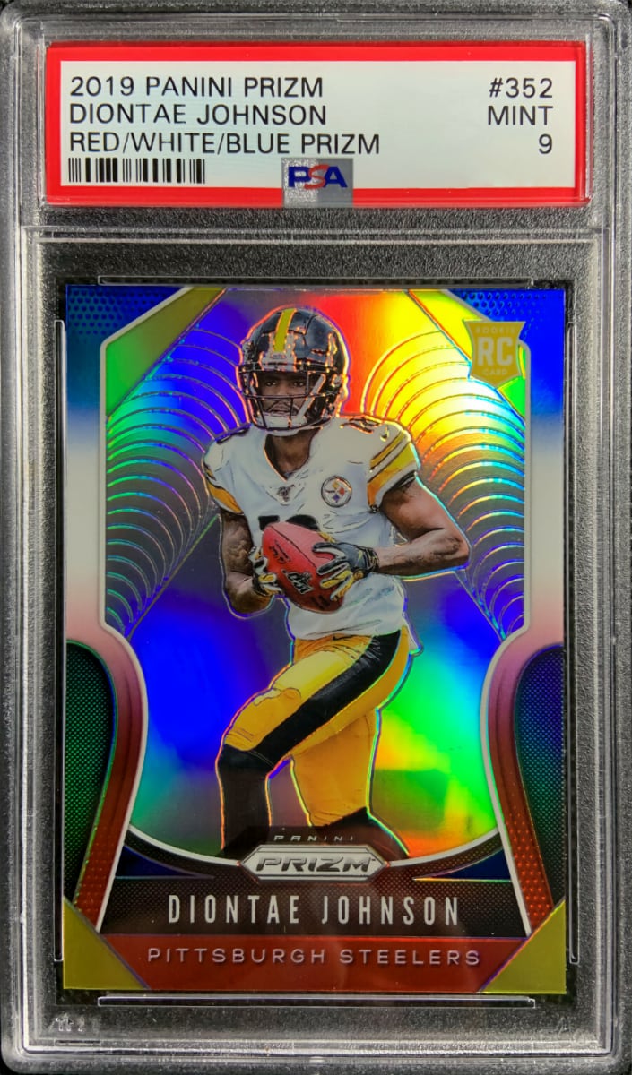2019 Panini Prizm Football Prizm Red White Blue Diontae Johnson #352 PSA 9