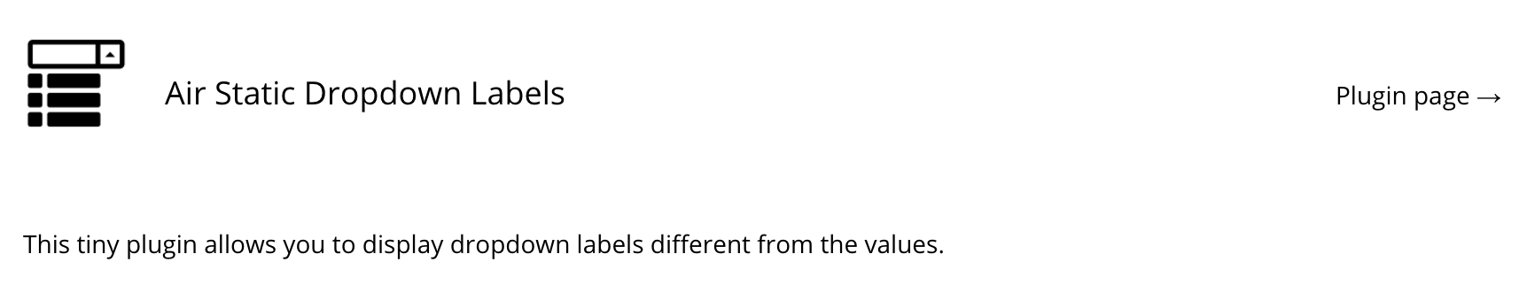 Air Static Dropdown Labels Bubble Plugin