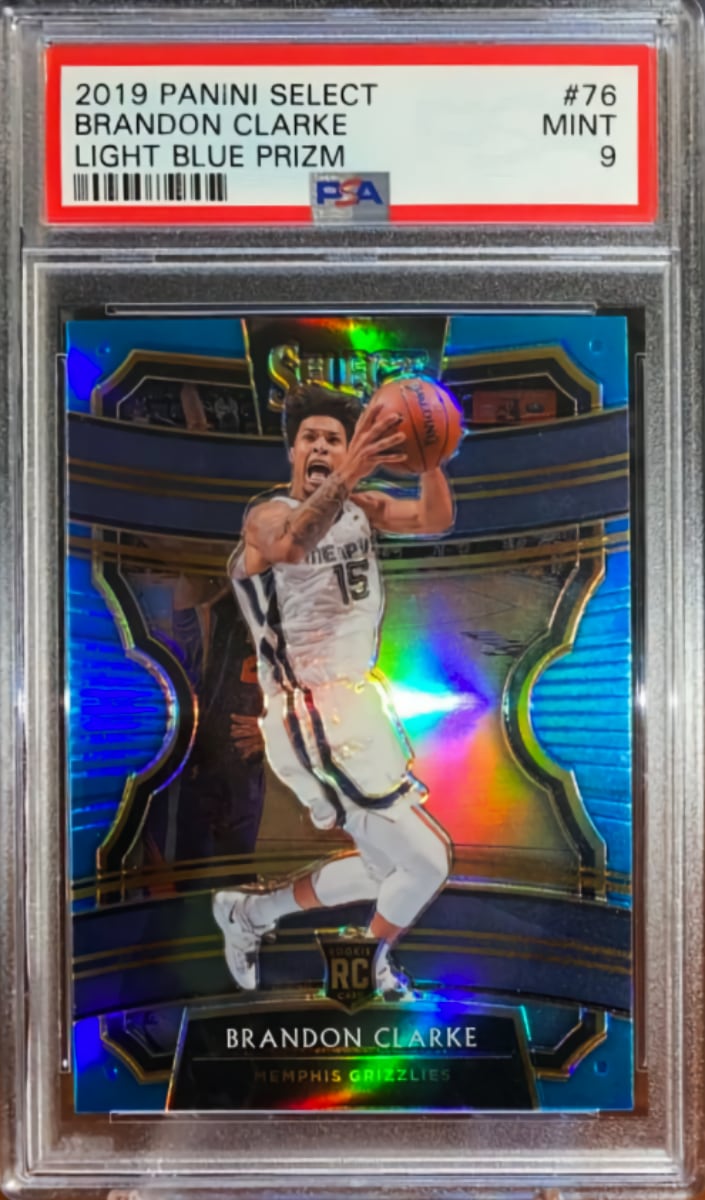 2019 Panini Select Basketball Light Blue Prizm Brandon Clarke #76 PSA 9