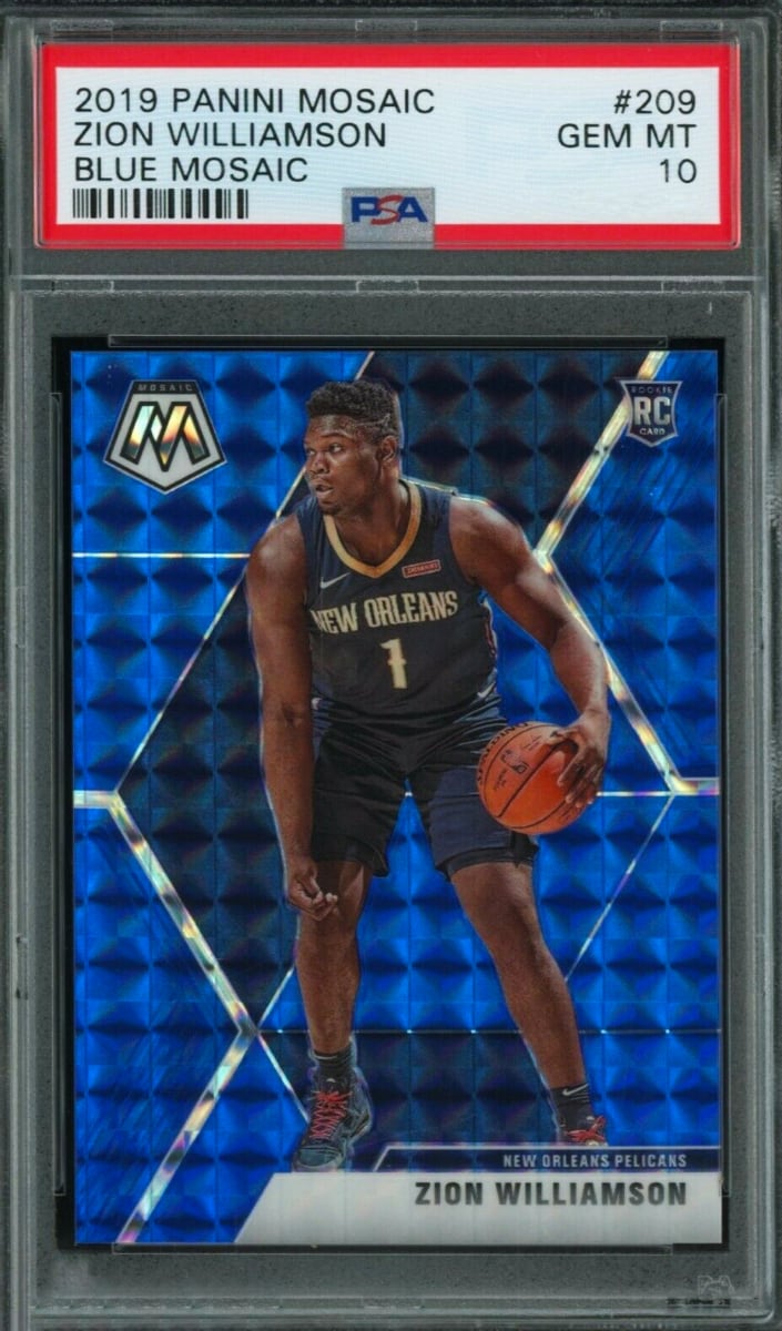 2019 Panini Mosaic Basketball Mosaic Blue Zion Williamson #209 PSA 10
