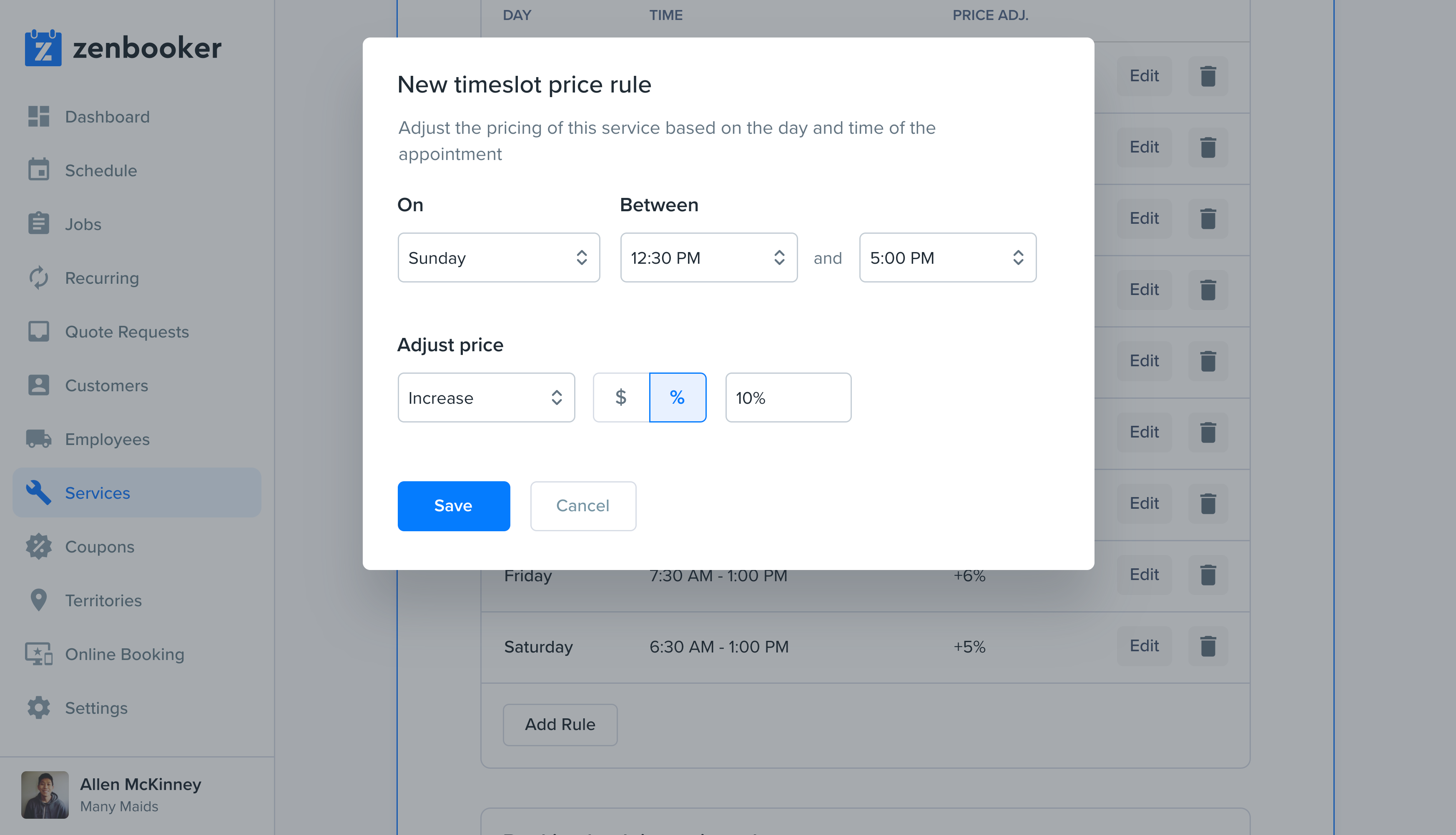 Introducing Price Adjustment Rules Zenbooker