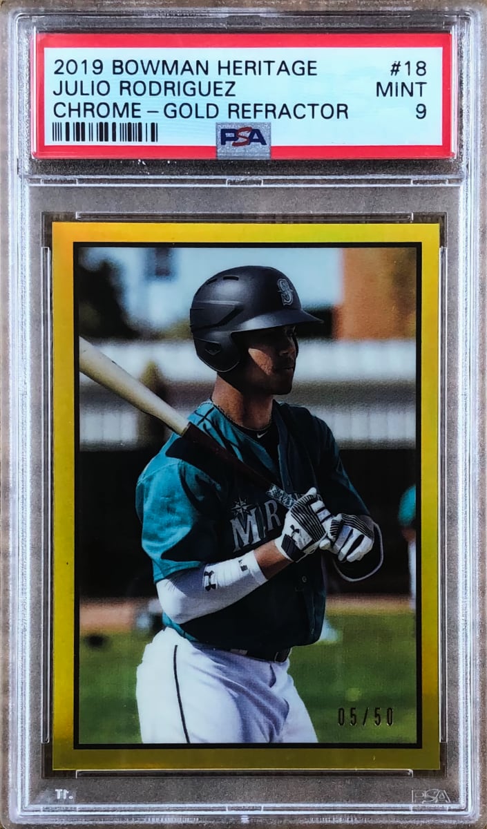 2019 Bowman Heritage Chrome Baseball Gold Julio Rodriguez #18 PSA 8.5