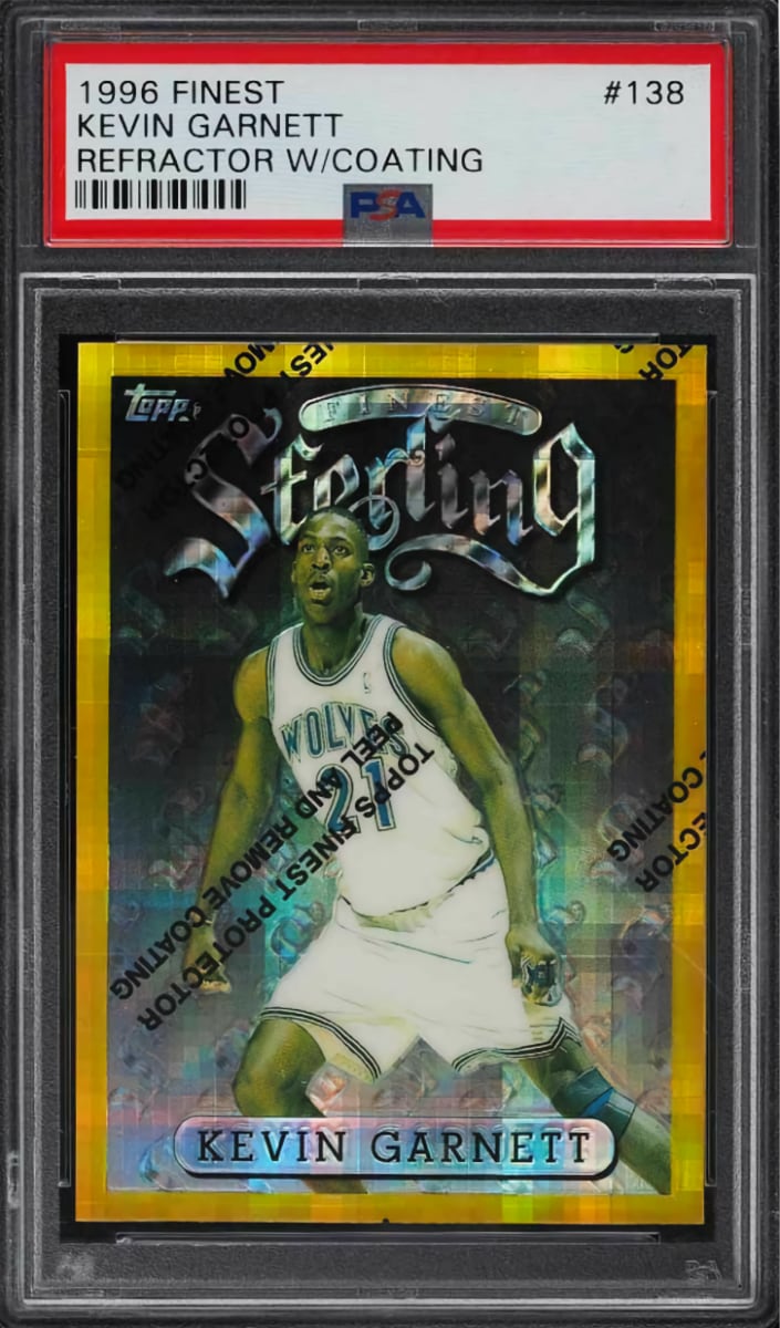 1996 Topps Finest Basketball Refractor Kevin Garnett #138 PSA 9