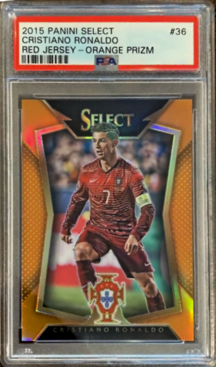 2015 Panini Select Soccer Red Jersey Orange Cristiano Ronaldo #36 PSA 10