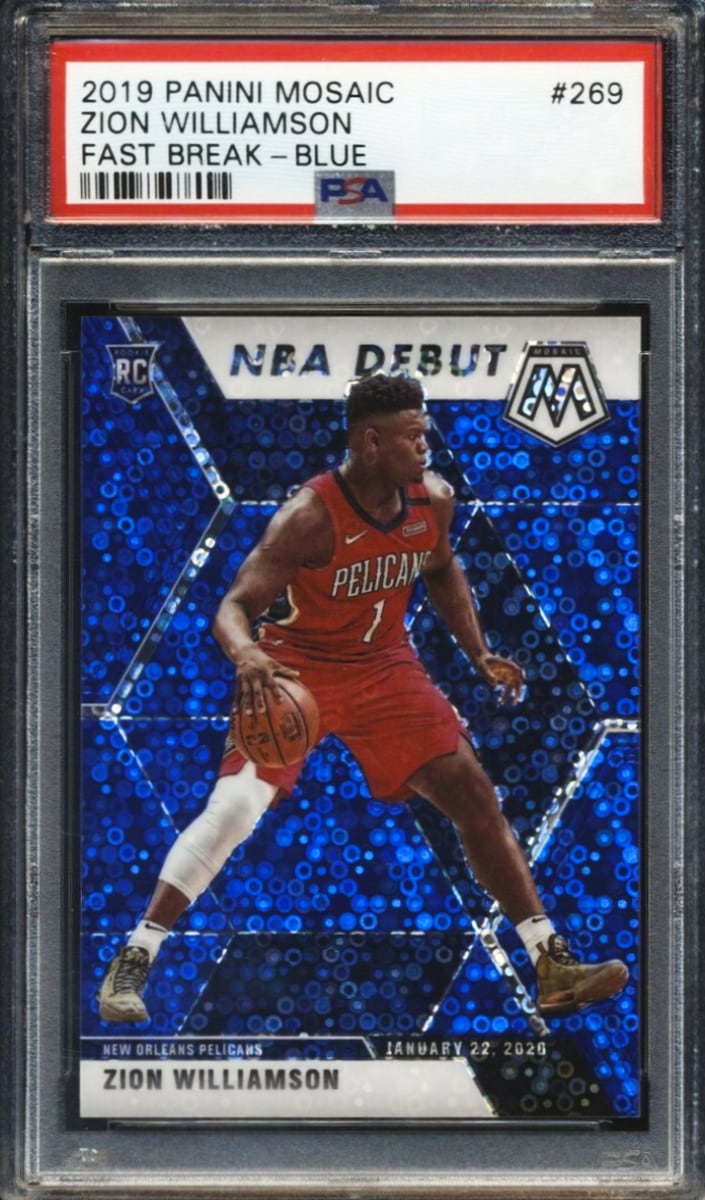 2019 Panini Mosaic Basketball Mosaic Fast Break Blue Zion Williamson #269 PSA 10