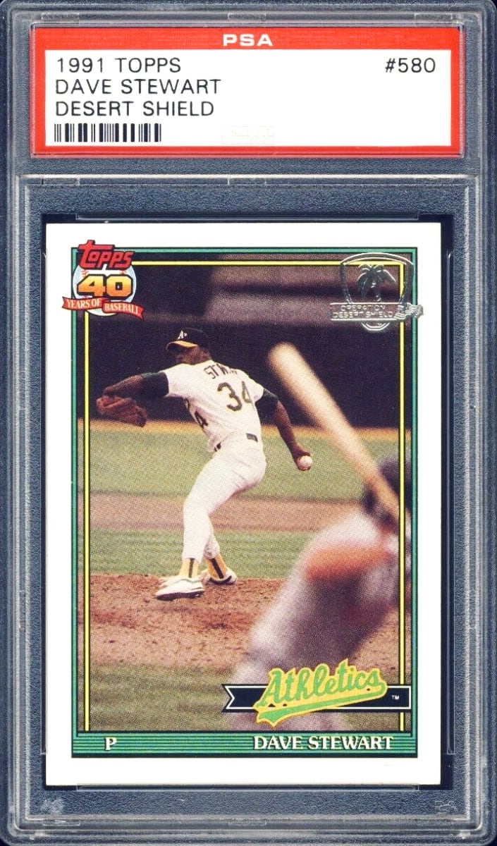 1991 Topps Baseball Desert Shield Dave Stewart #580 PSA 9