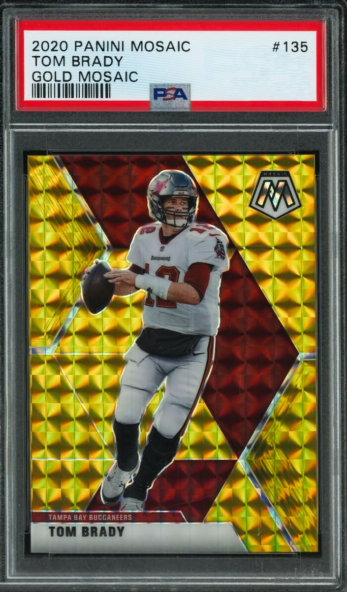 2020 Panini Mosaic Football Mosaic Gold Tom Brady #135 PSA 10
