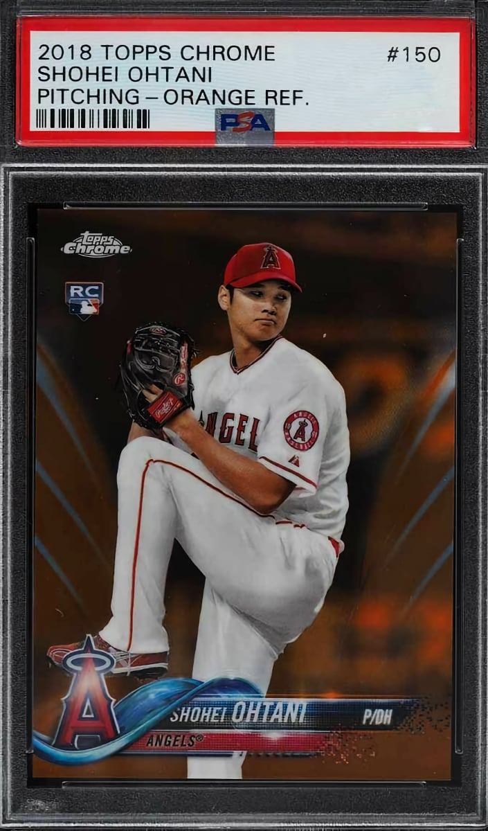 2018 Topps Chrome Baseball Pitching Orange Shohei Ohtani #150 PSA 9