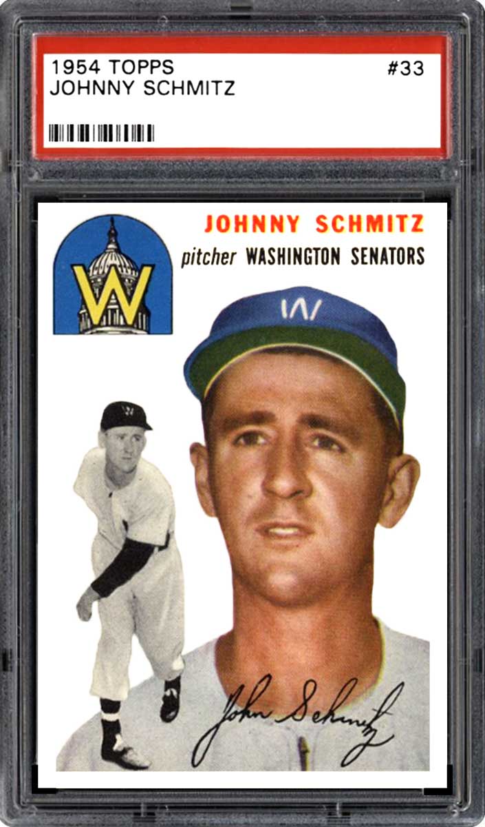 1954 Topps Canadian Baseball Johnny Schmitz #33 PSA 4.5