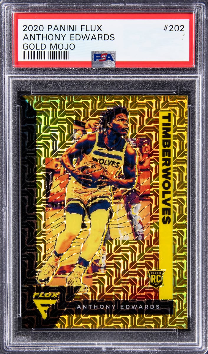 2020 Panini Flux Basketball Gold Mojo Anthony Edwards #202 PSA 9