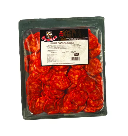 Chorizo tranché  spécial pizza sans colorant - 500g