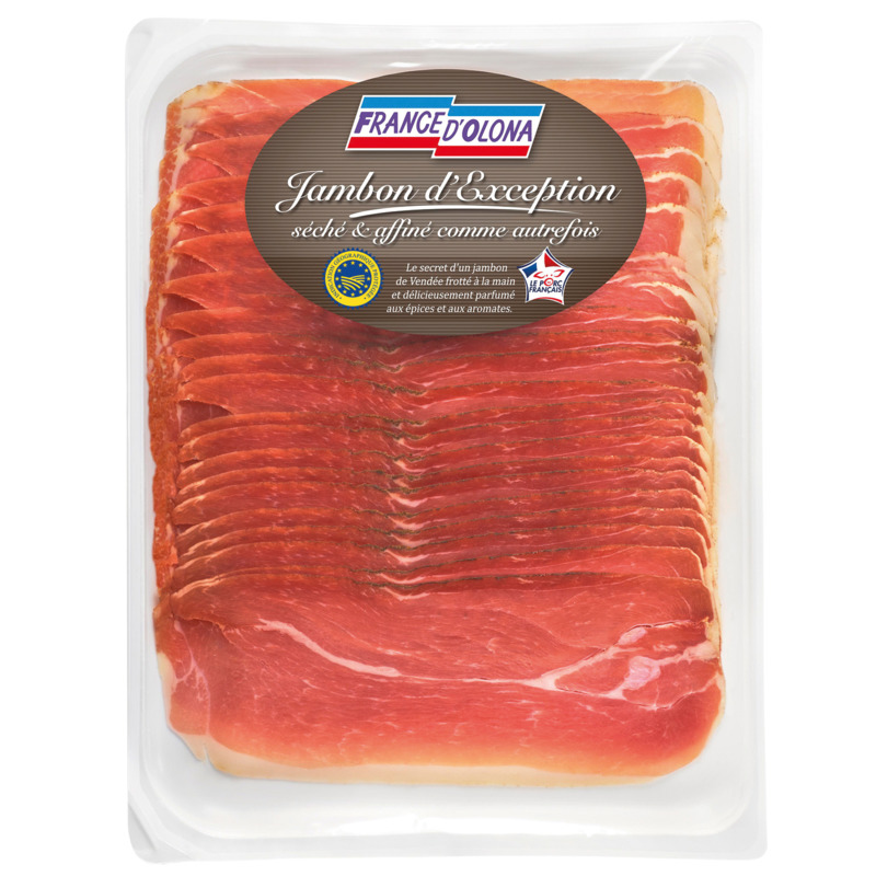 Jambon Cru de pays tranches fines x20 origine France - 500g