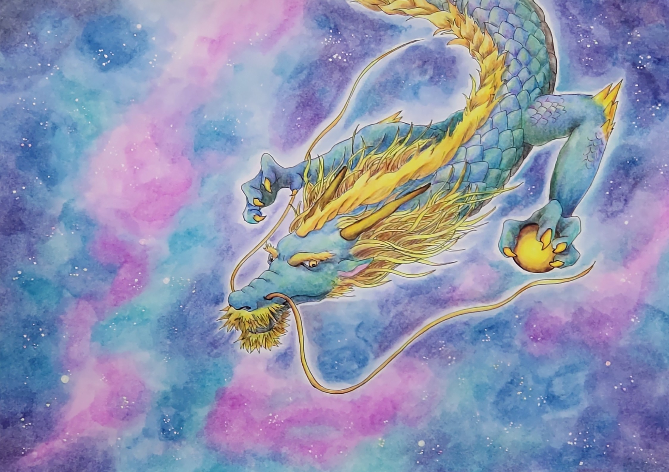 御守り龍画『宇宙の青龍』｜あなたと繋がるデジタルギャラリー｜HACKK