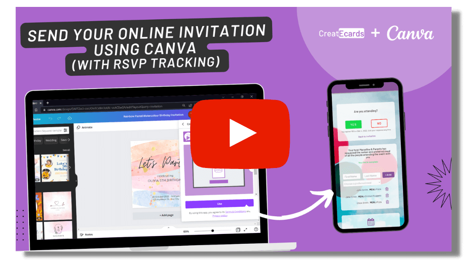Collect RSVPs for Canva Invitations CreatEcards App Integration