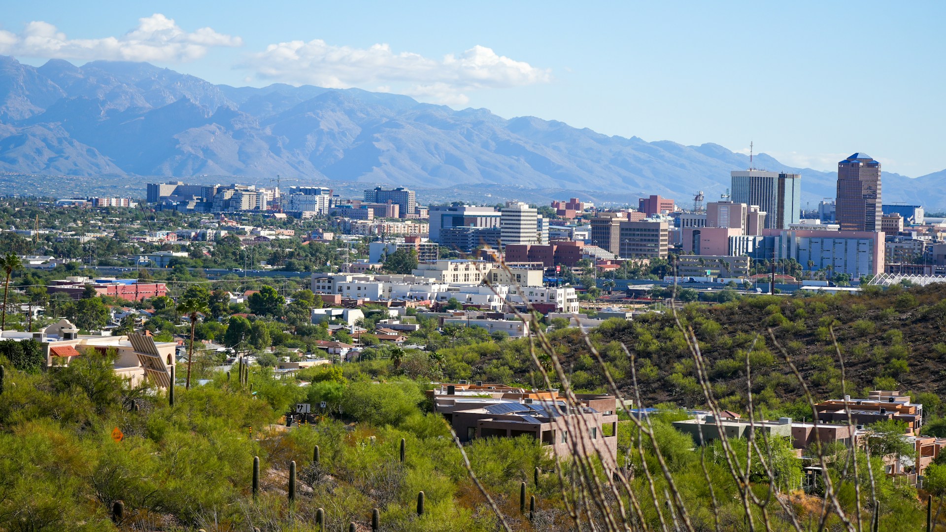 city of Tucson with mountains in the background