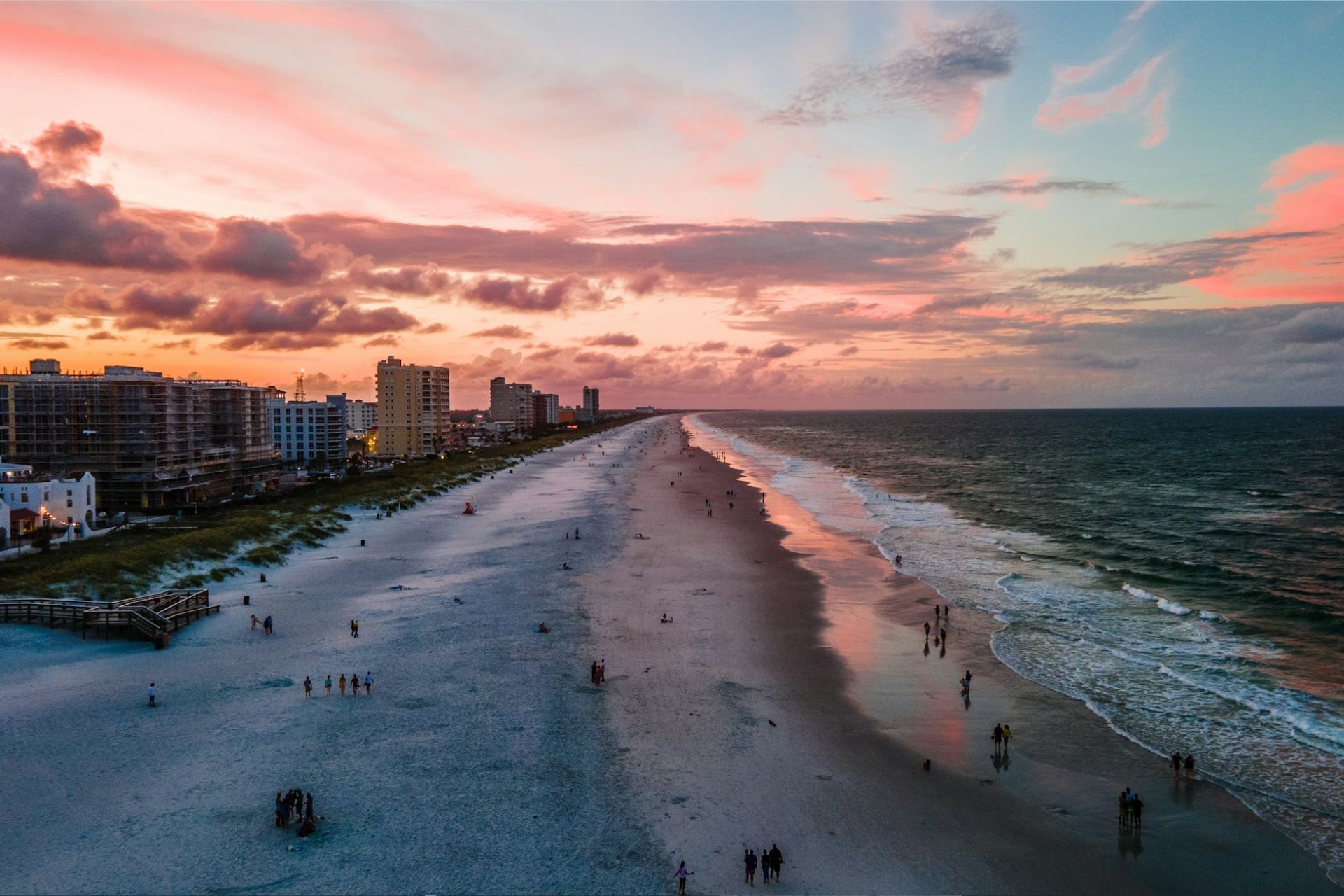 Sunset across the beach in Jacksonville