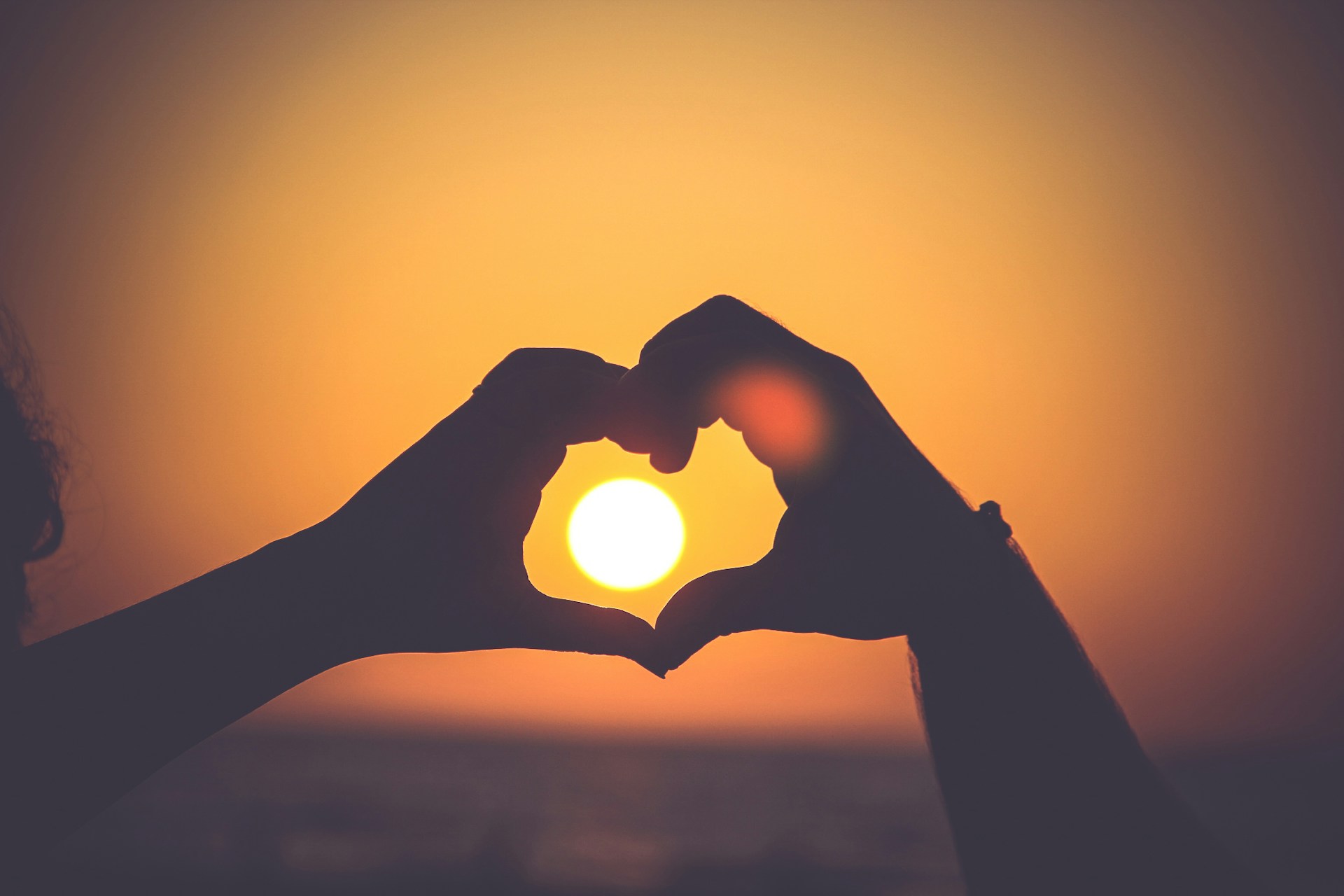 Two partners holding their hands into a love heart shape