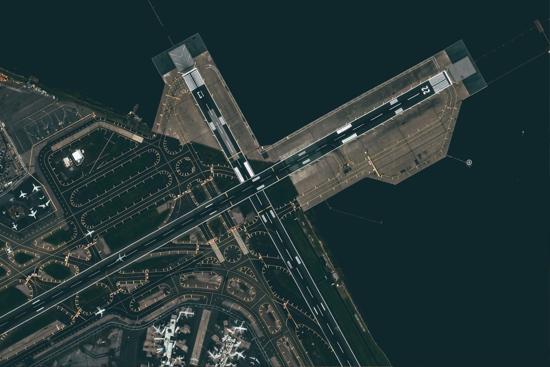 The runways at LaGuardia Airport from above