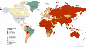 when do you need a visa US citizen requirements map