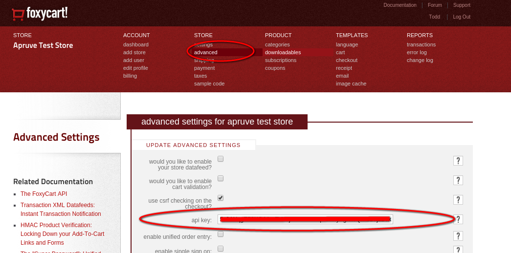 Finding the FoxyCart API Key