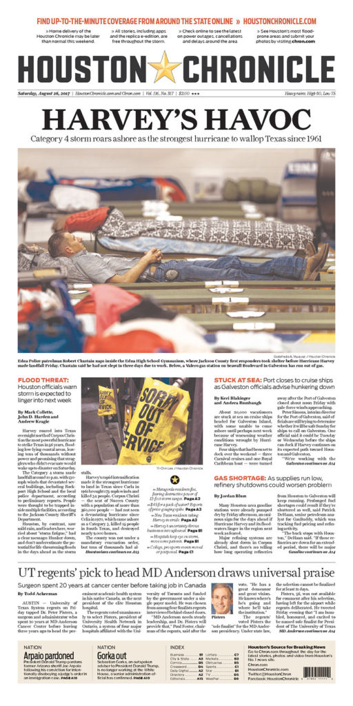 ‘Prayers protect us’ Harvey on Texas newspaper front pages The Washington Post