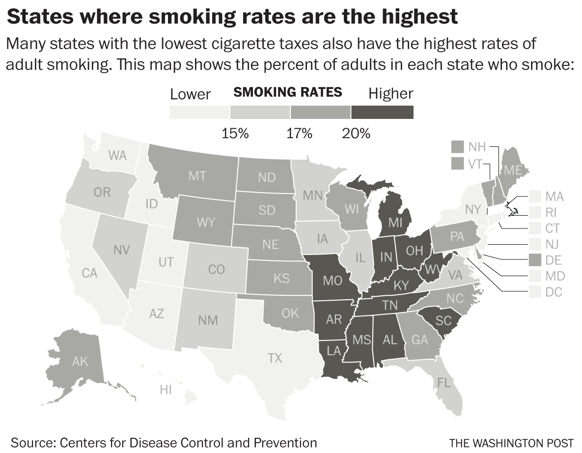 lowest cigarette tax by state Why a pack of cigarettes costs $13 in New York City but less than $5 in  Kentucky