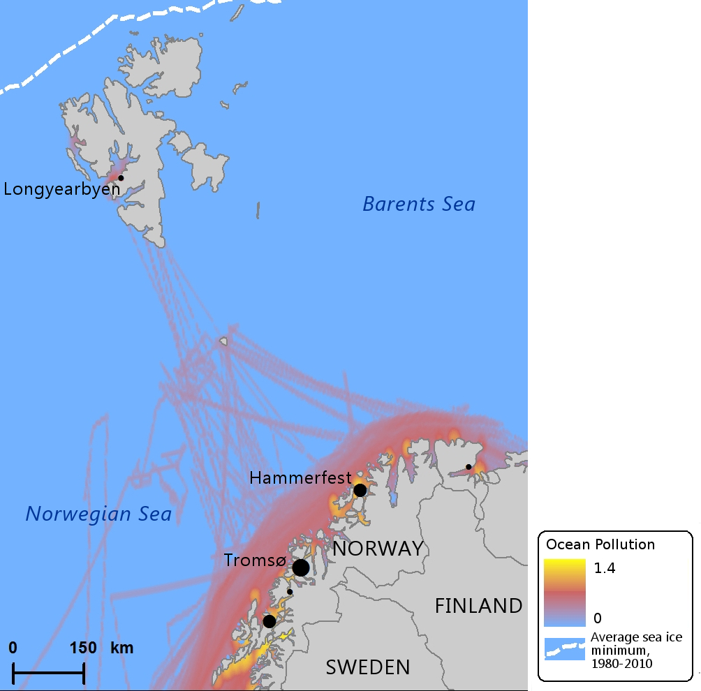 Svalbard's waters also show signs of pollution from shipping. (Mia Bennett / Cryopolitics)