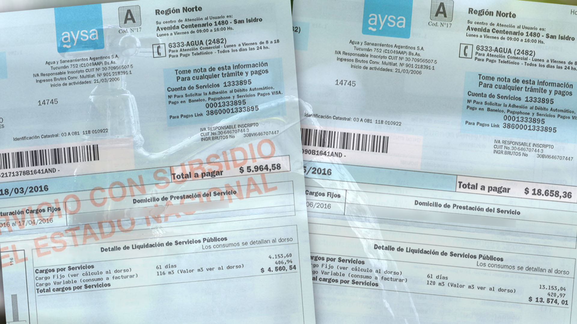 Hace dos meses, la factura de agua era de $5.964,58. En junio se disparó a $18.658,36