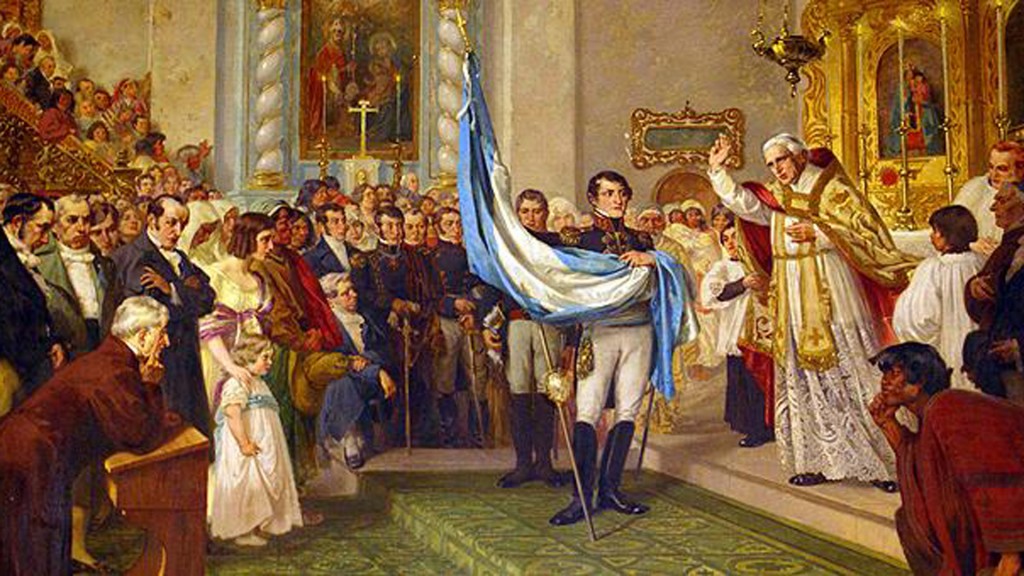 Belgrano hace bendecir la bandera