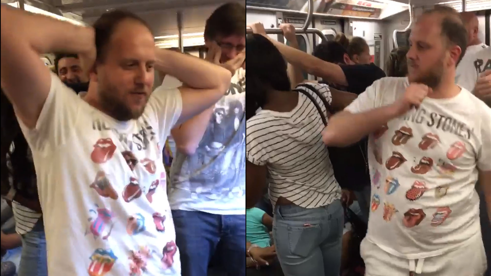 Cayetano bailando en el subte de Nueva York