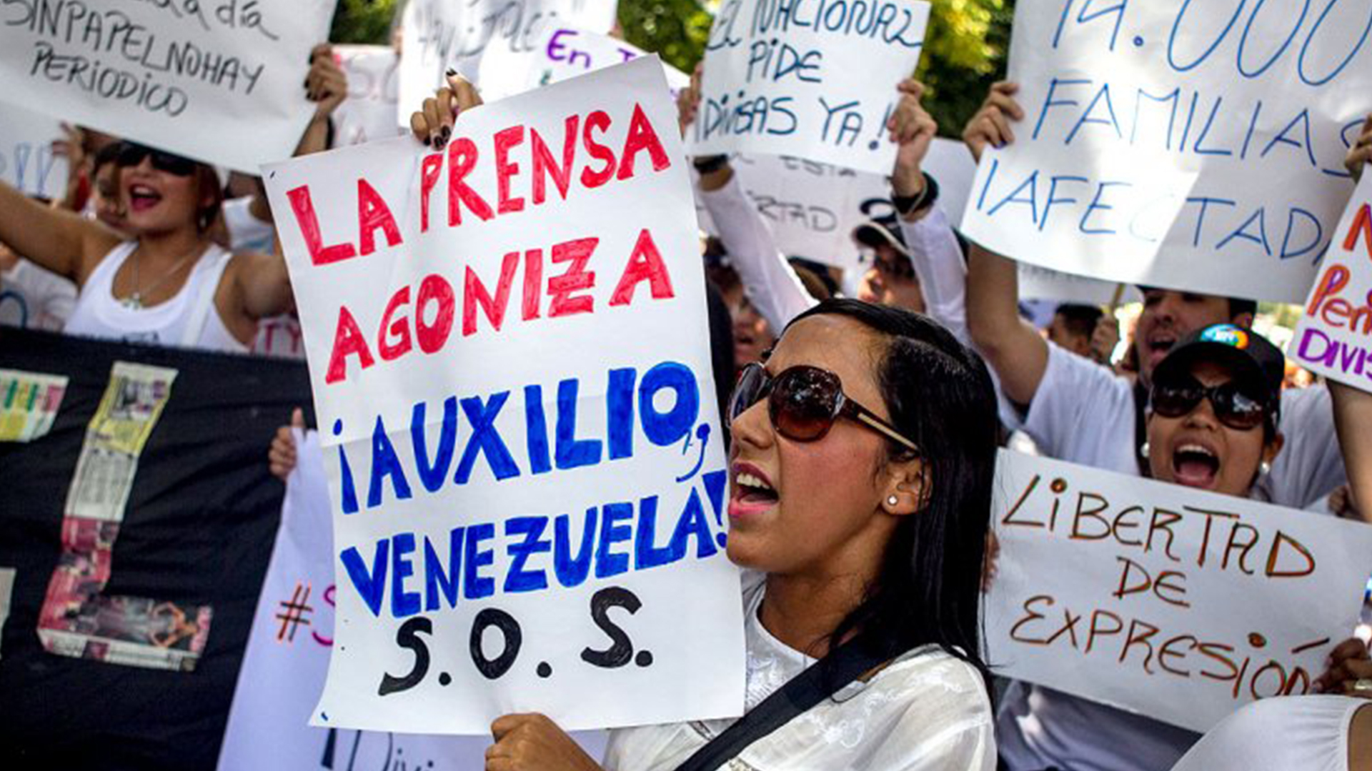Una de las protestas por la libertad de prensa en Venezuela (EFE)