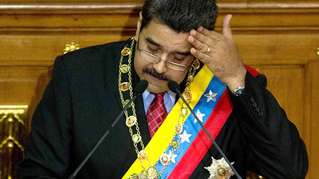 Nicolás Maduro, en su discurso anual frente a la Asamblea Nacional, en enero de 2016 (AP)