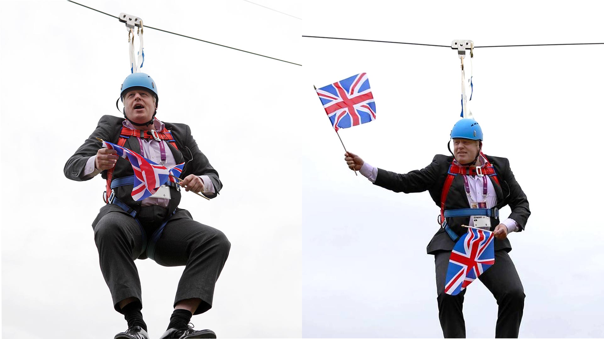 Boris Johnson se arrojó por una tirolina y quedó algunos minutos trabado durante un acto para promocionar los Juegos Olímpicos de Londres 2012, cuando era alcalde de la ciudad