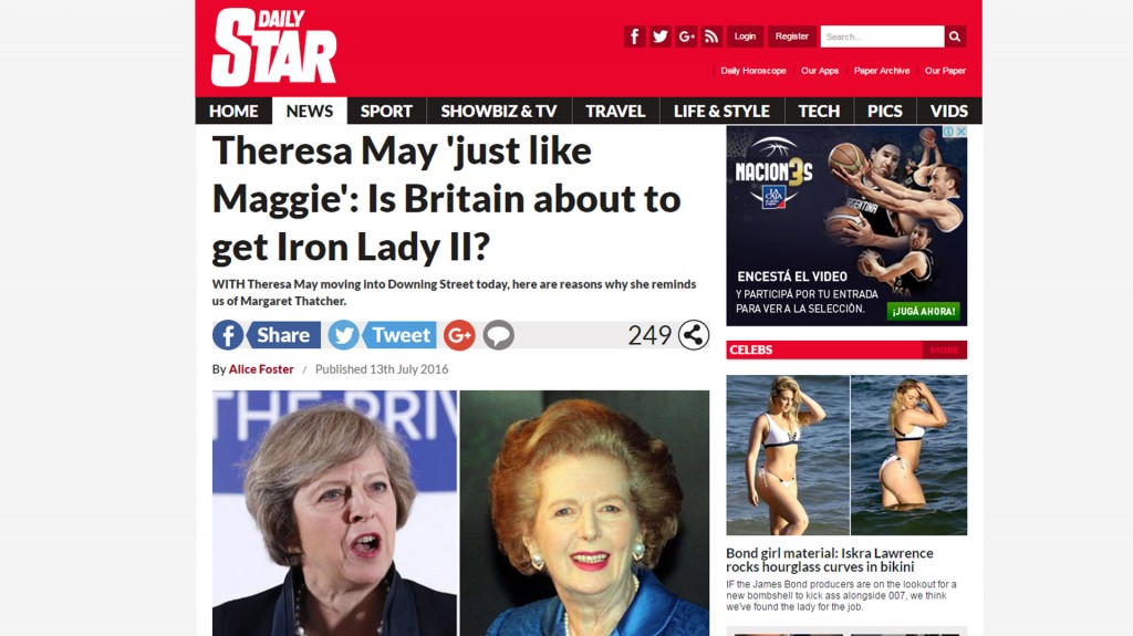 “Theresa May similar a Maggie: Reino Unido tendrá su segunda Dama de Hierro?” tituló el periódico Daily Star