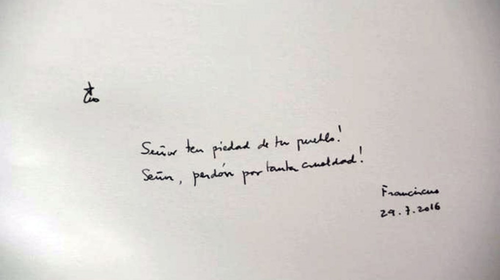 El mensaje del papa Francisco en el libro de visitas de Auschwitz