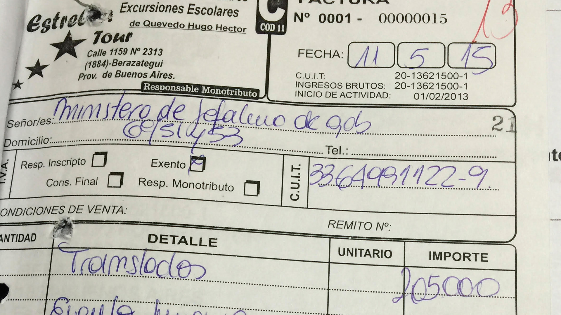 No se detalla la cantidad de pasajeros transportados por $205.000