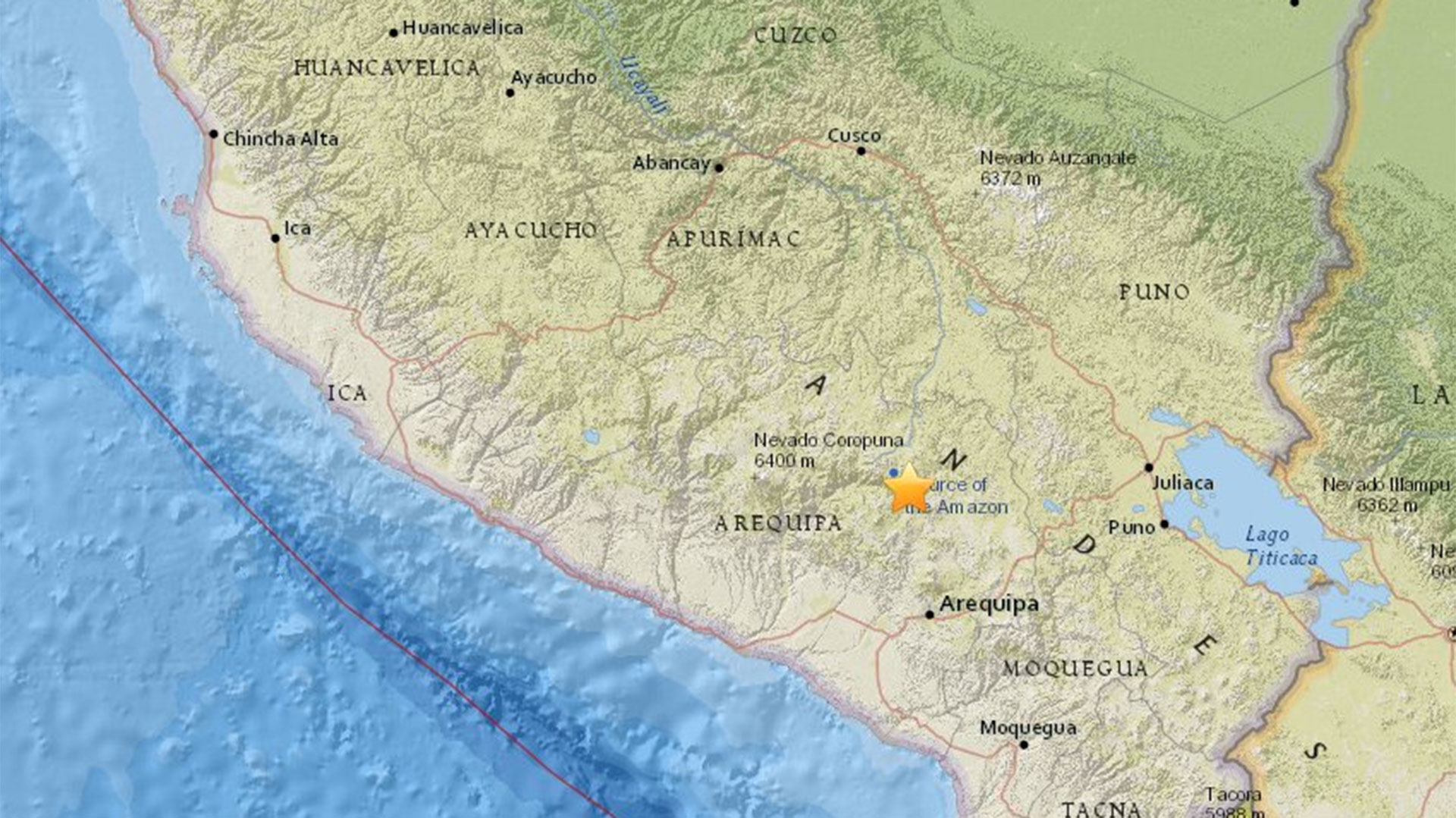 El terremoto tuvo su epicentro en Maca, al sur de Perú