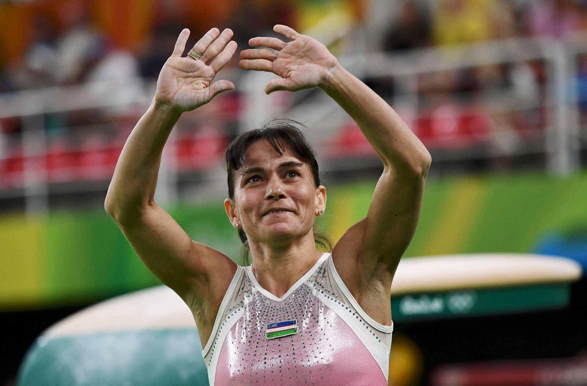 La gimnasta uzbeka Oksana Chusovitina no ganó medallas pero, a los 41 años, participó de sus séptimos Juegos Olímpicos (Reuters)