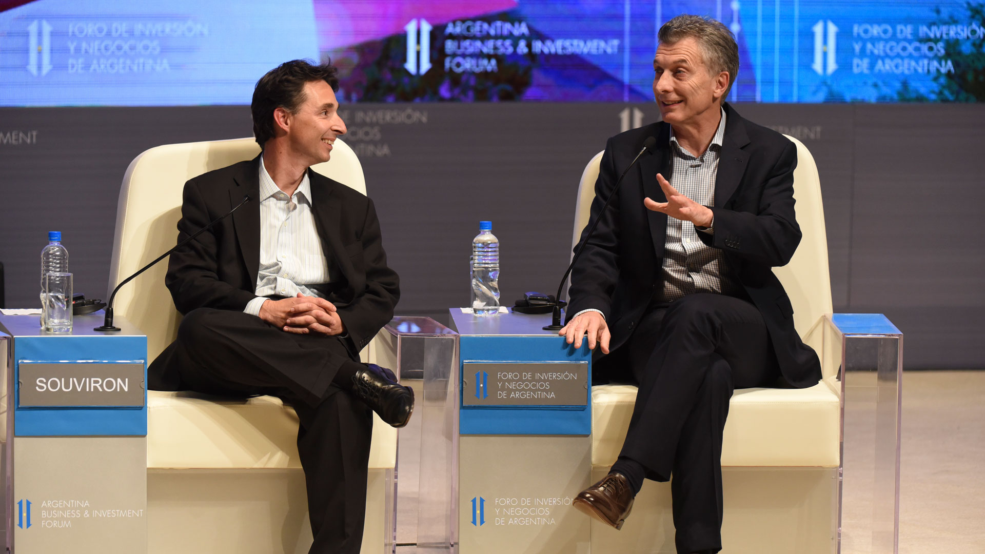 Mauricio Macri y Roberto Souviron, de Despegar (AFP)