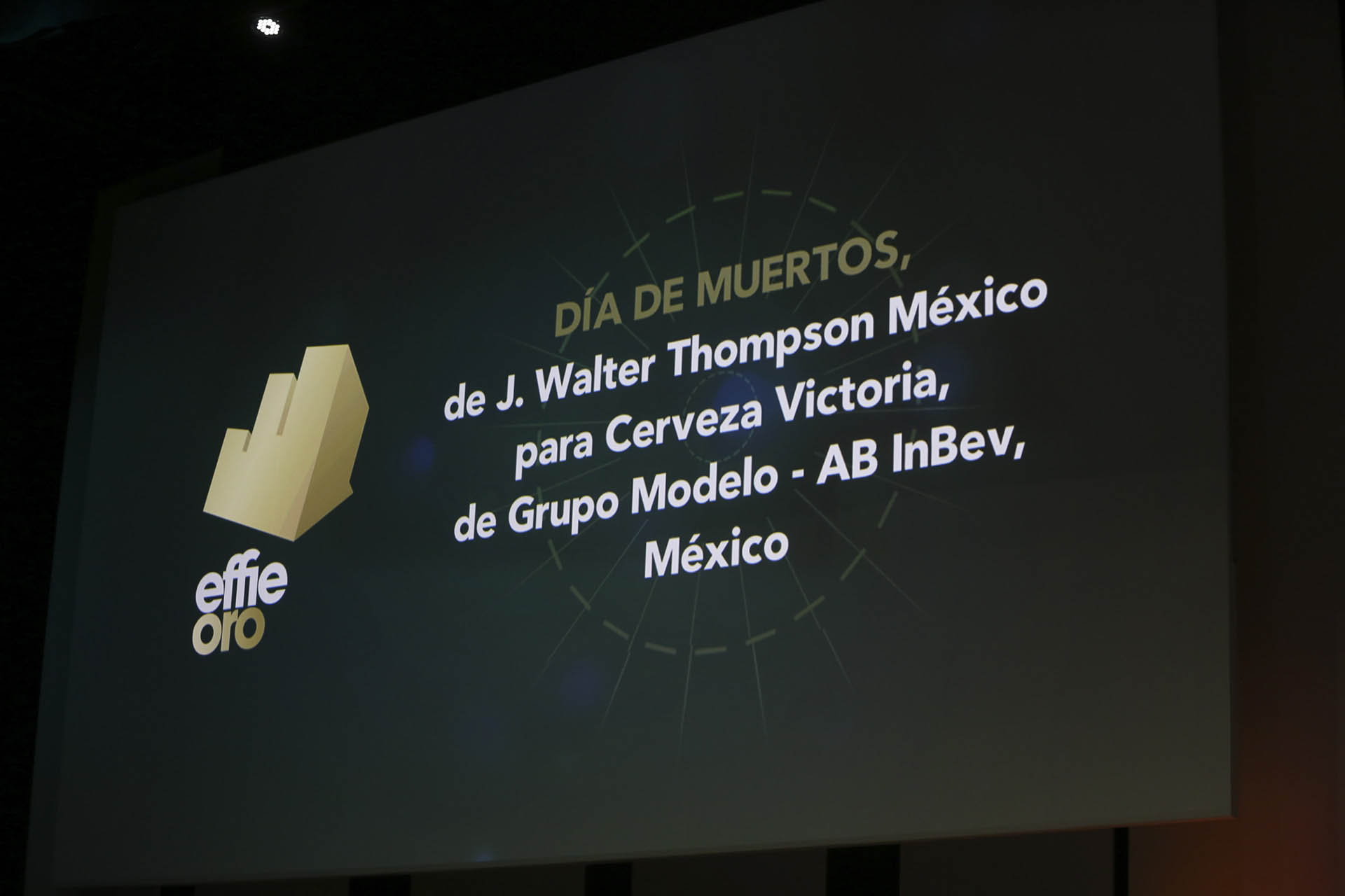 En la categoría “Bebidas Alcohólicas”, el premio Effie de Oro fue para Día de Muertos, de J. Walter Thompson México para Grupo Modelo – AB InBev, México