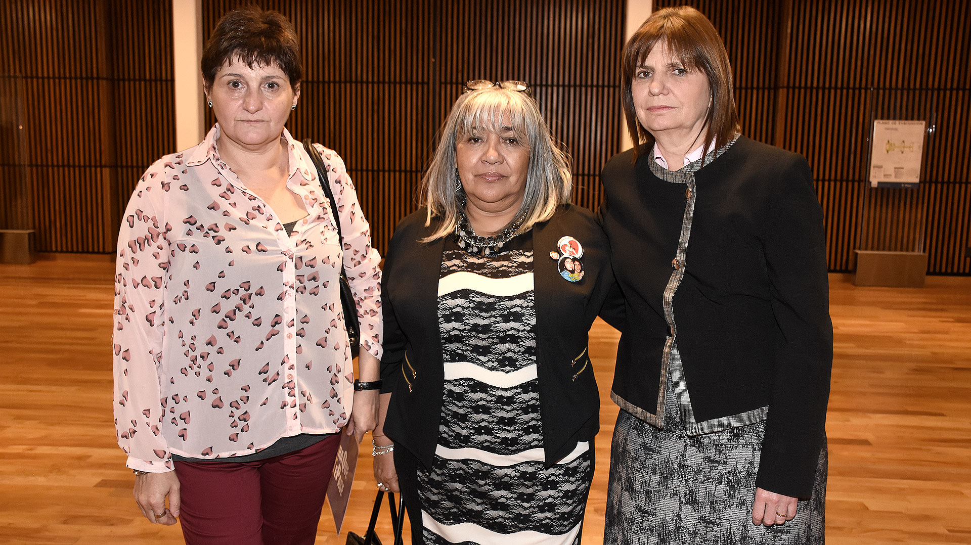 Gladys Cabezas, Nilda Gomez y la ministra de Seguridad Patricia Bullrich