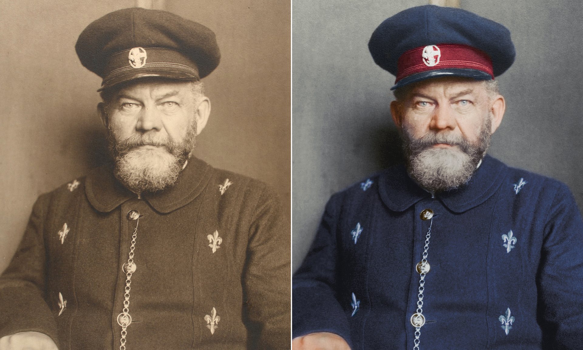 Un hombre danés alrededor de 1909, llevando una chaqueta de lana con botones de plata que indica su riqueza y su origen