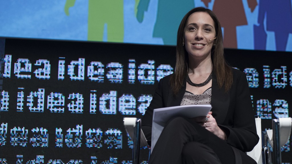 En su debut en IDEA como gobernadora, Vidal arrancó aplausos sostenidos y caras de afirmación y aprobación. Explicó la salida de la provincia al mercado financiero internacional y resaltó los cambios. (Adrián Escandar)