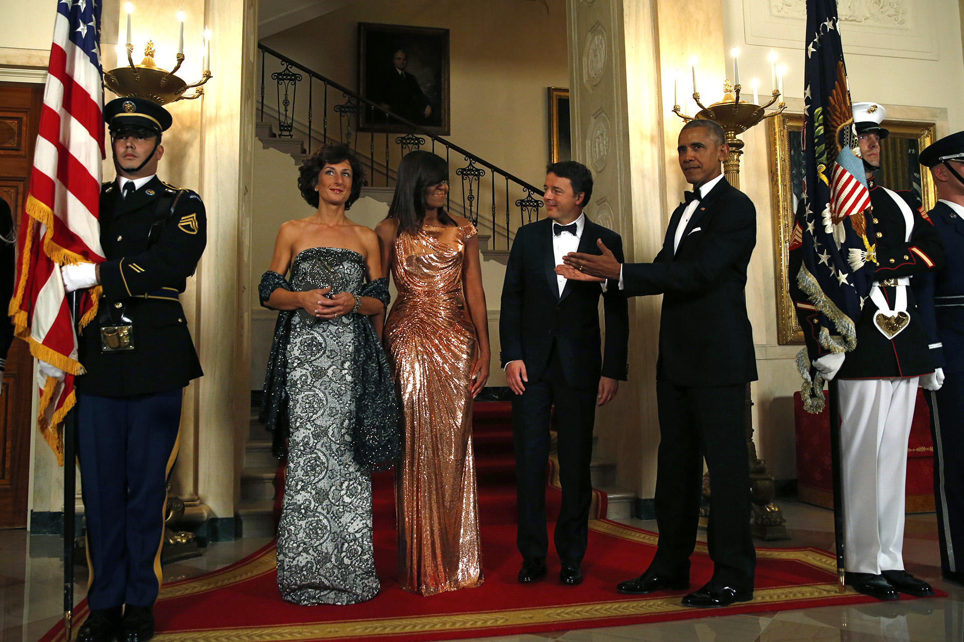 Barack y Michelle Obama dieron una cálida bienvenida al primer ministro italiano y a su mujer