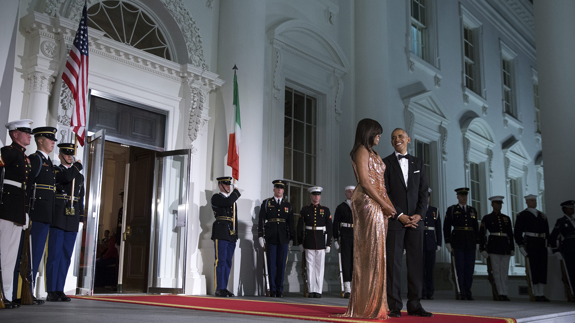 Barack y Michelle Obama en lo que fue la última cena de Estado como Presidente y primera dama de los Estados Unidos