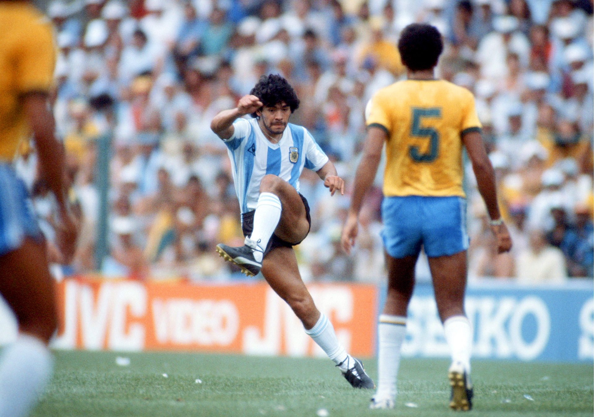 En pleno clásico ante Brasil, durante el Mundial de España 82