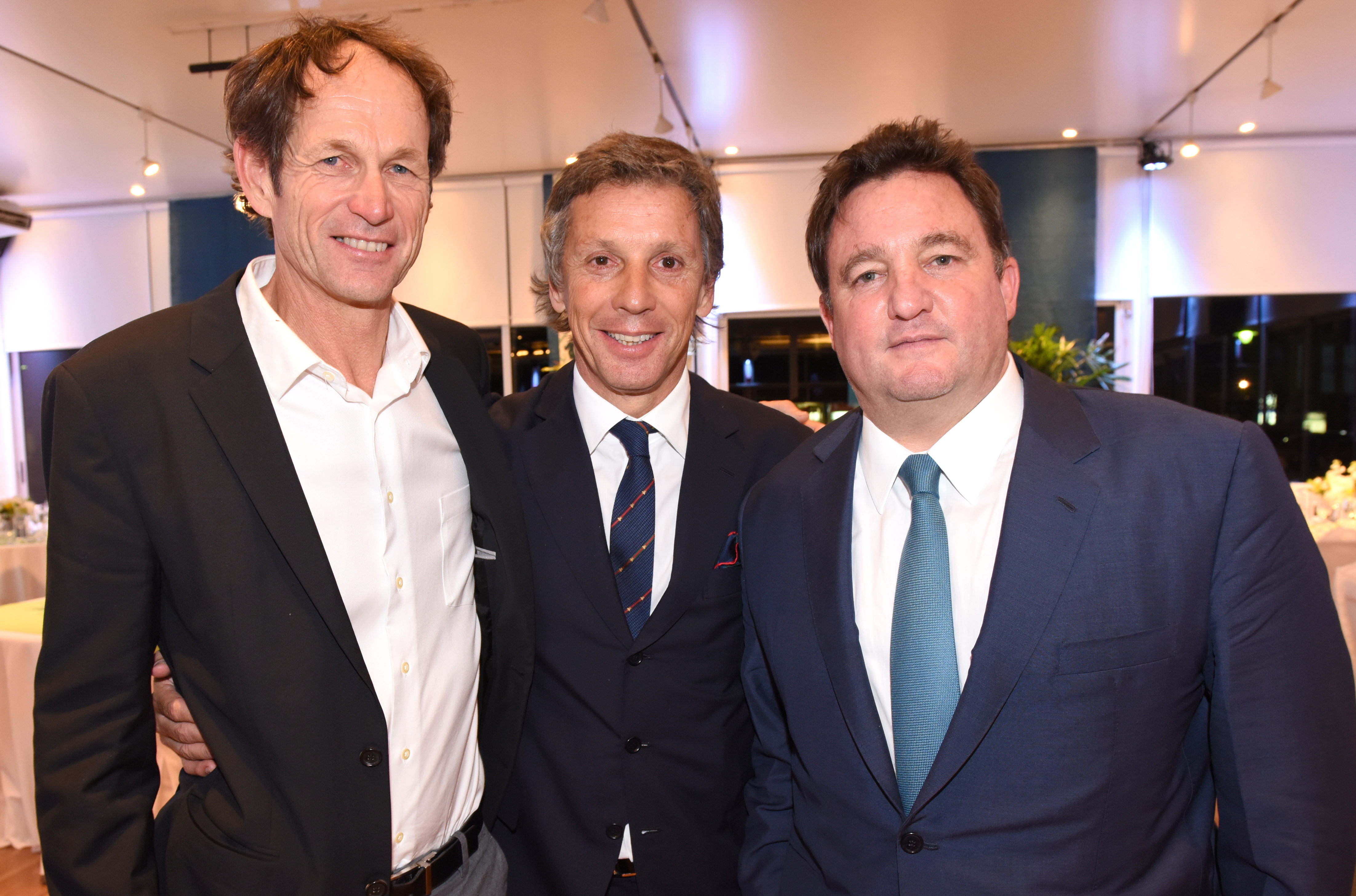 El medallista olímpico Santiago Lange, Alejandro Gravier y Alejandro Macfarlane