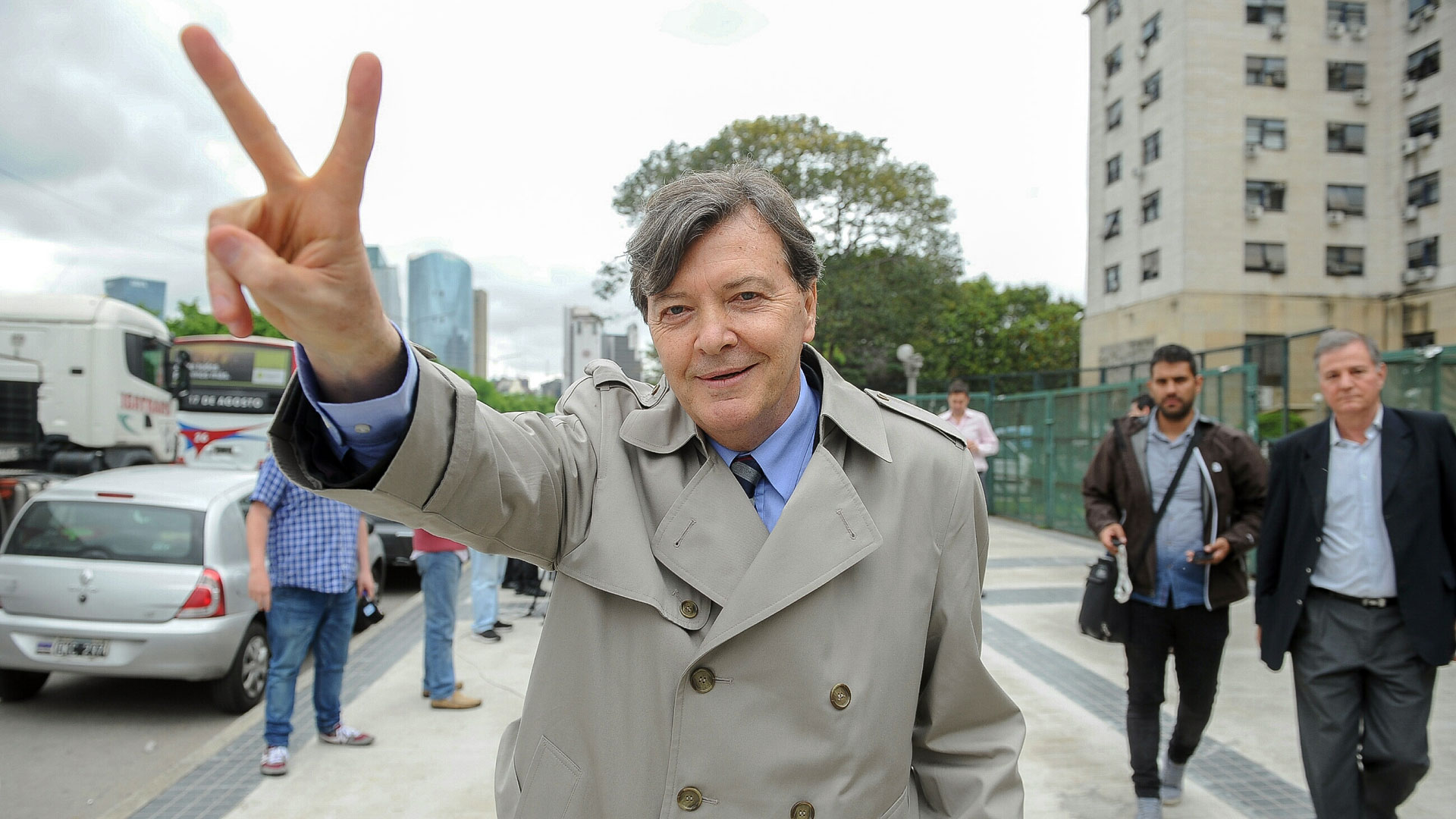 César Milani a la salida de Tribunales (Télam)